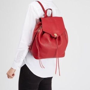 REBECCA MINKOFF RED DARREN LEATHER BACKPACK
